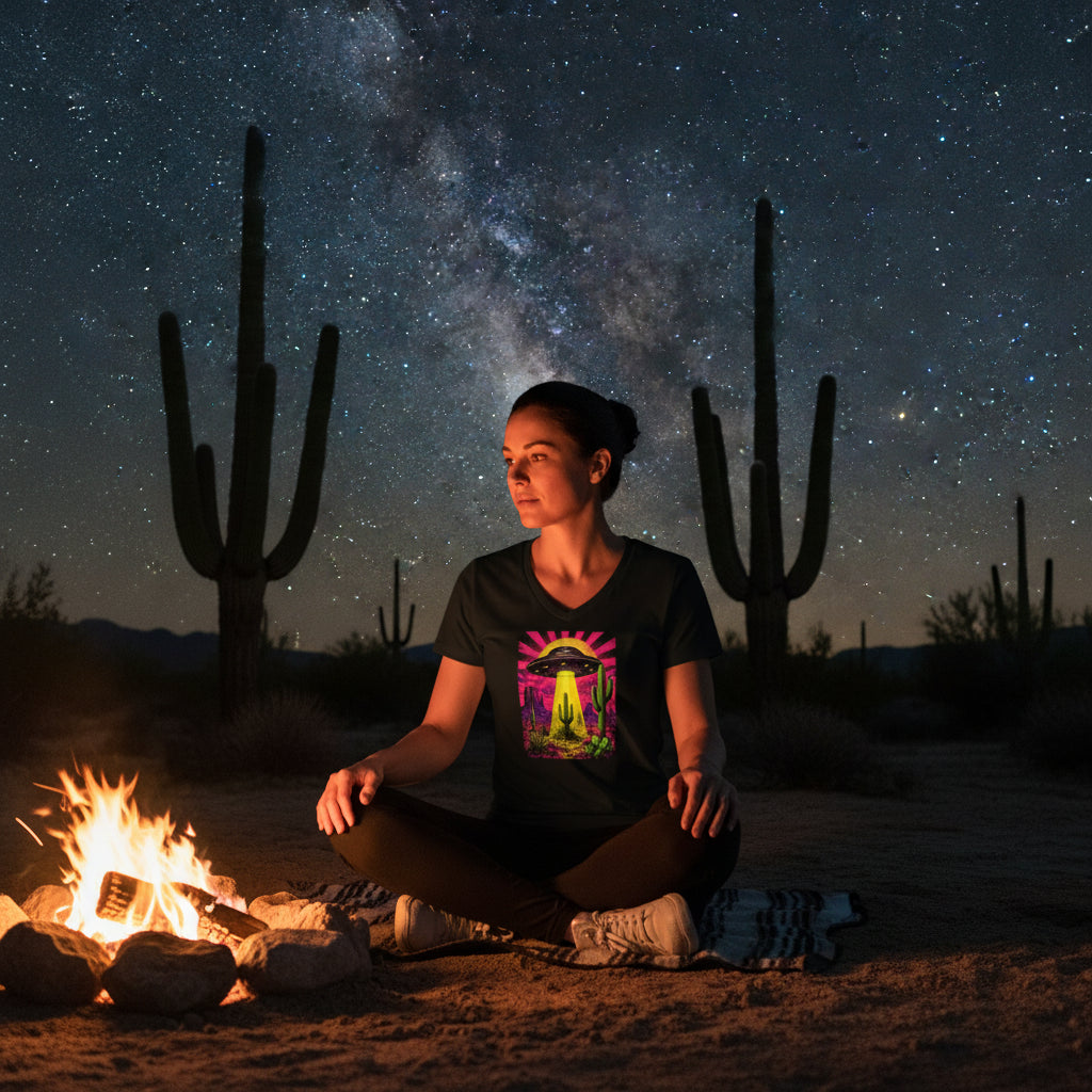 Women's V-Neck Neon Abduction Desert Tee
