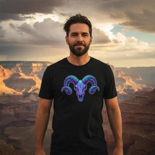 Synthwave Ram Skull Tee