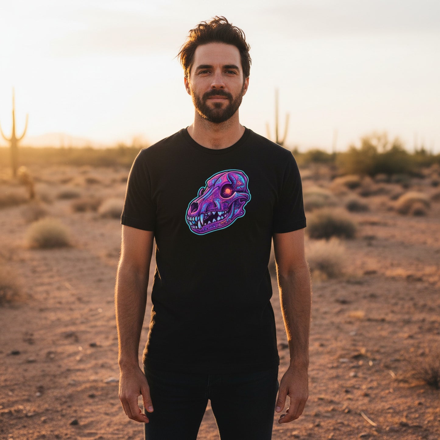 Synthwave Coyote Skull Tee