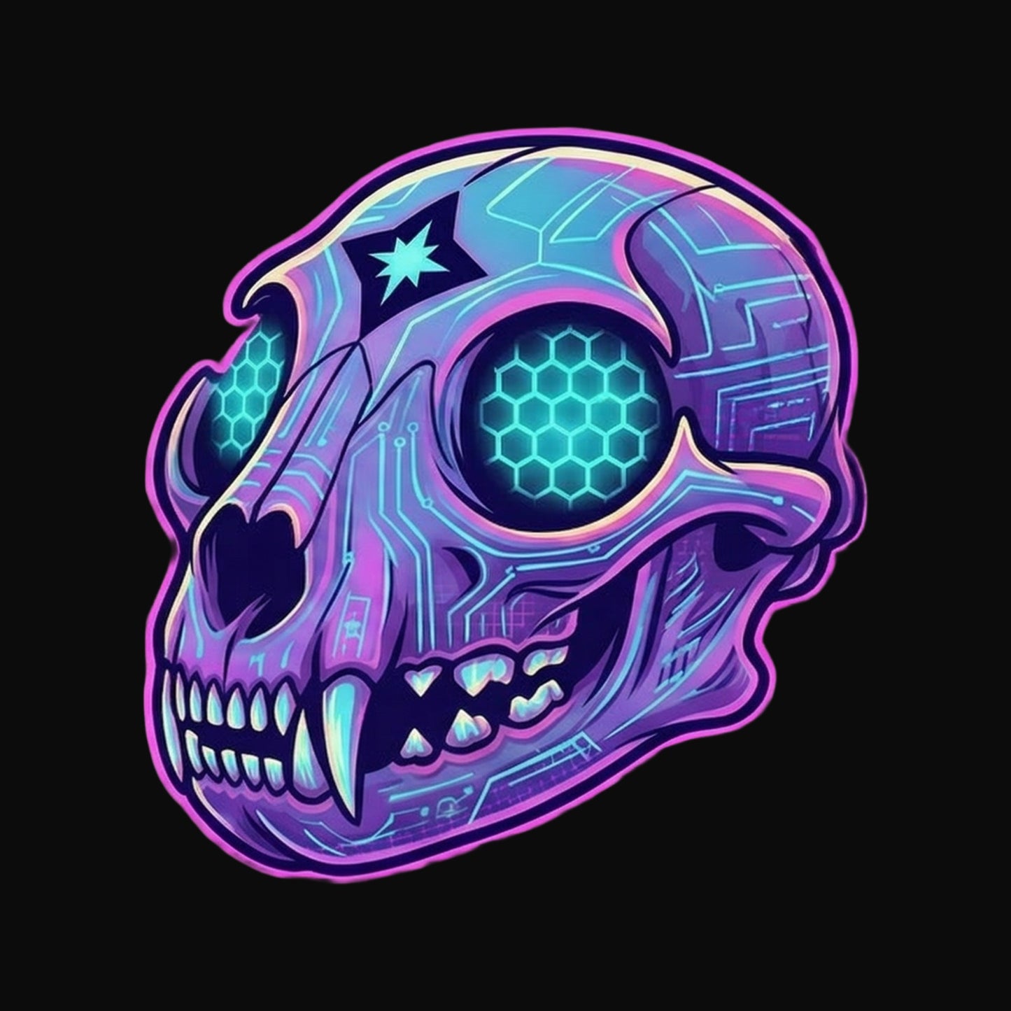 Cyber Mountain Lion Skull Tee