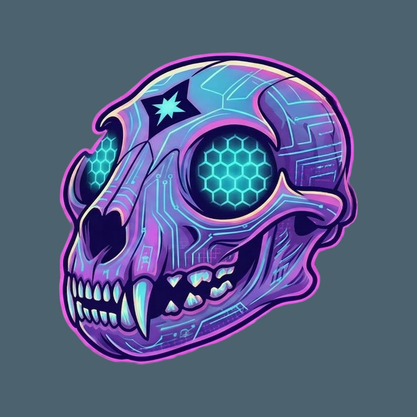 Cyber Mountain Lion Skull Tee