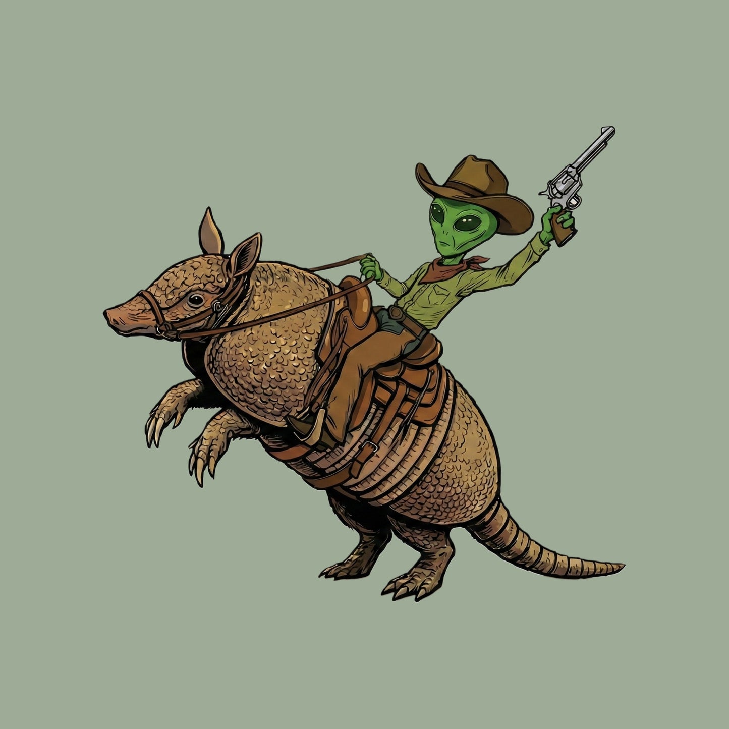 Alien Cowboy Armadillo Rider Tee
