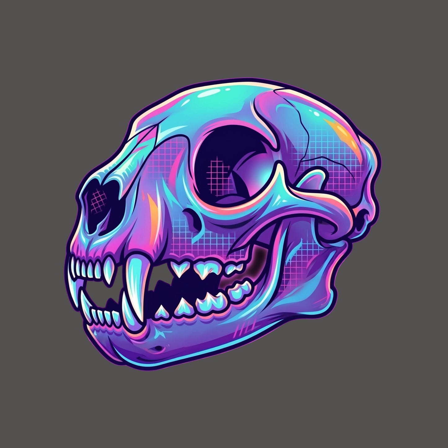 Vaporwave Mountain Lion Skull Tee