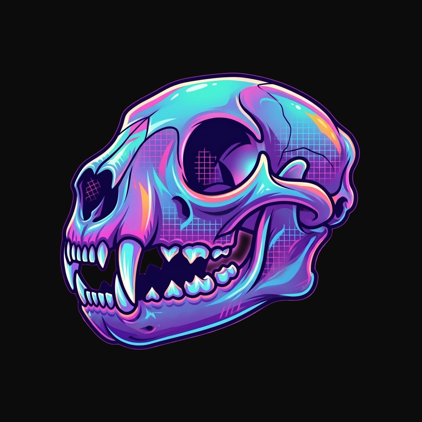 Vaporwave Mountain Lion Skull Tee