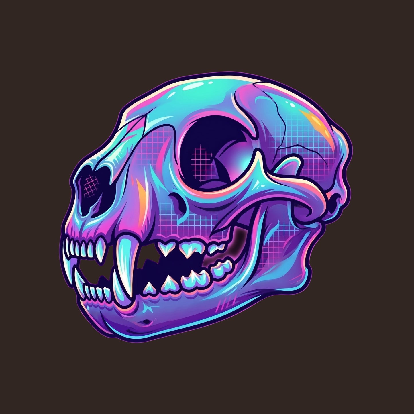 Vaporwave Mountain Lion Skull Tee