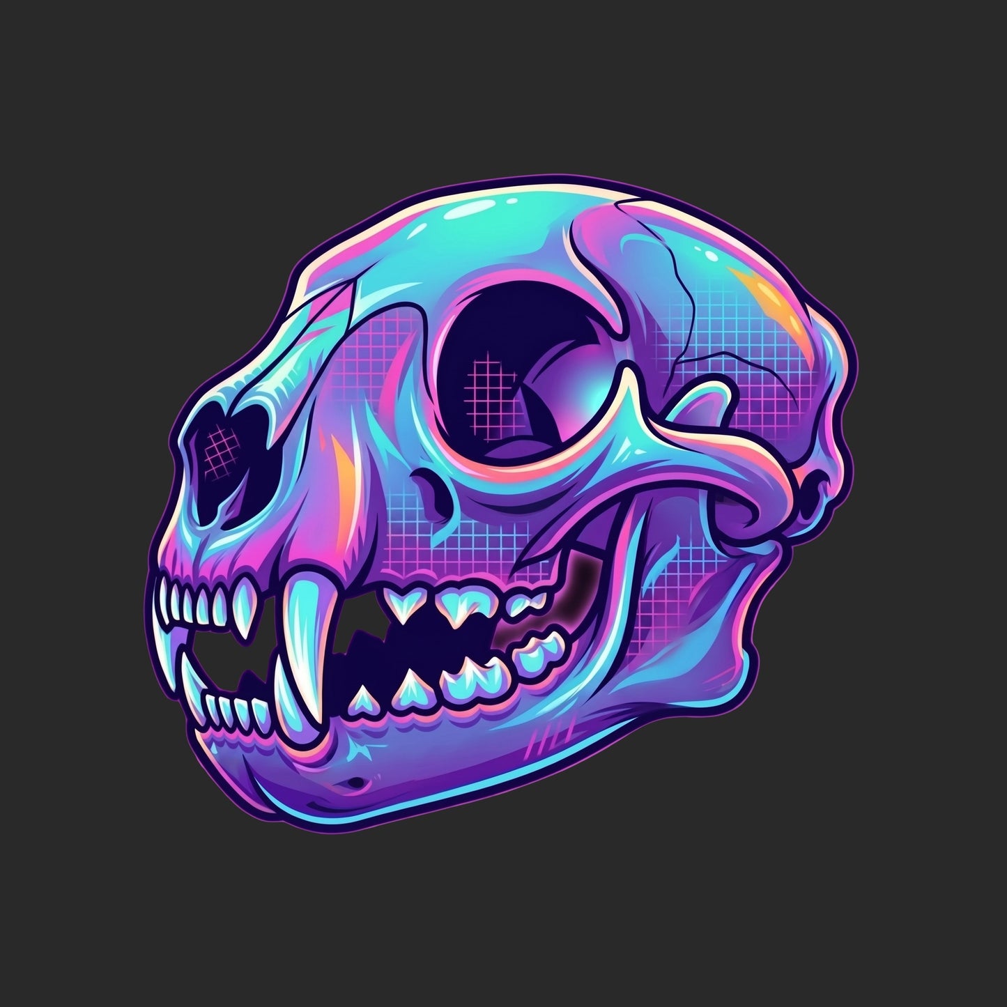 Vaporwave Mountain Lion Skull Tee