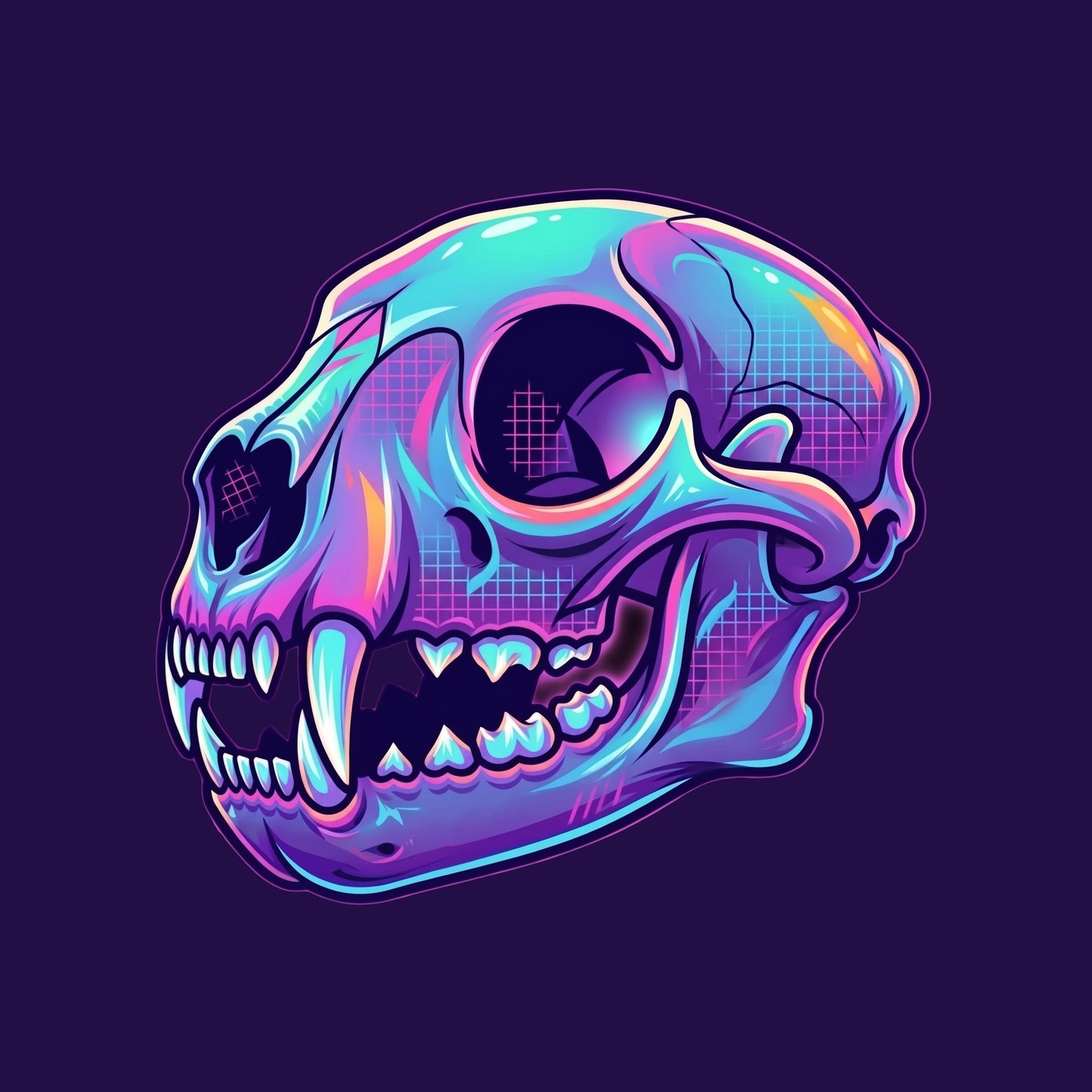 Vaporwave Mountain Lion Skull Tee