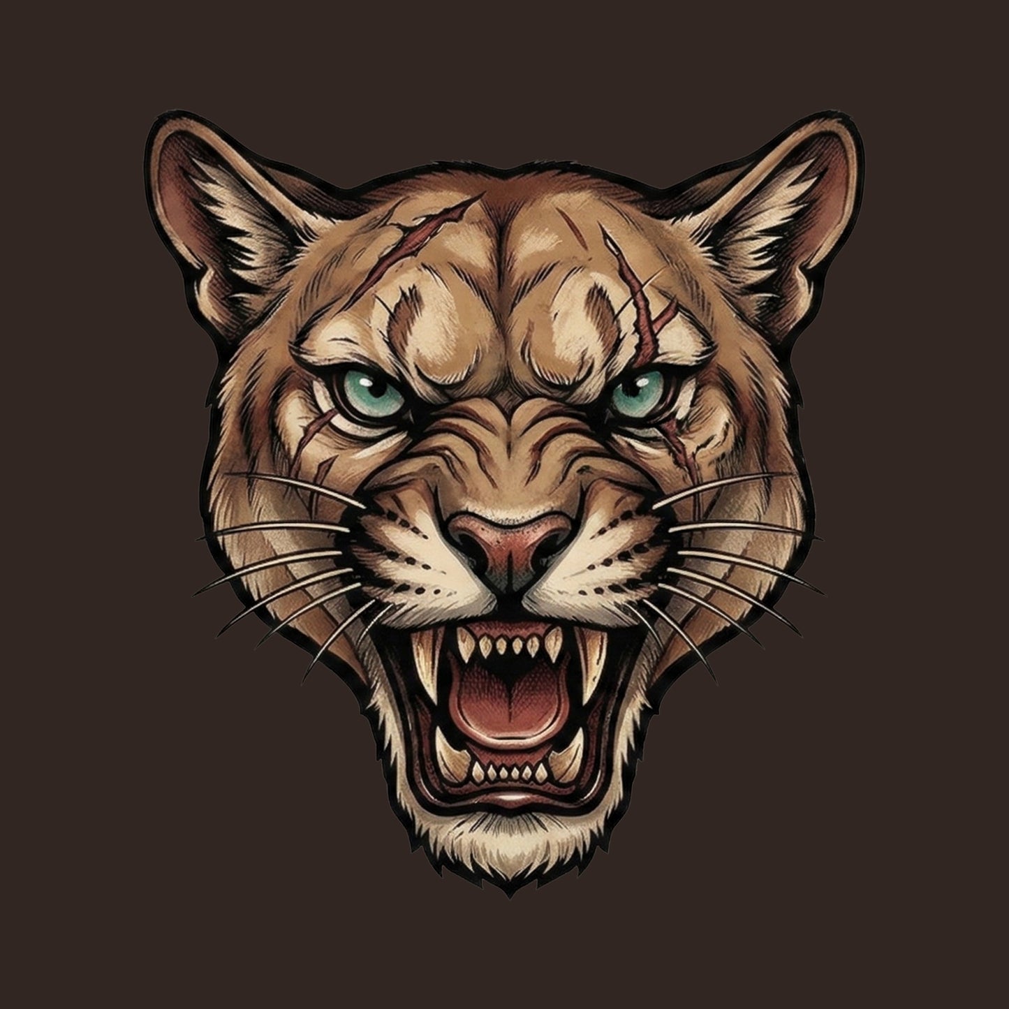 Battle Scarred Mountain Lion Tee