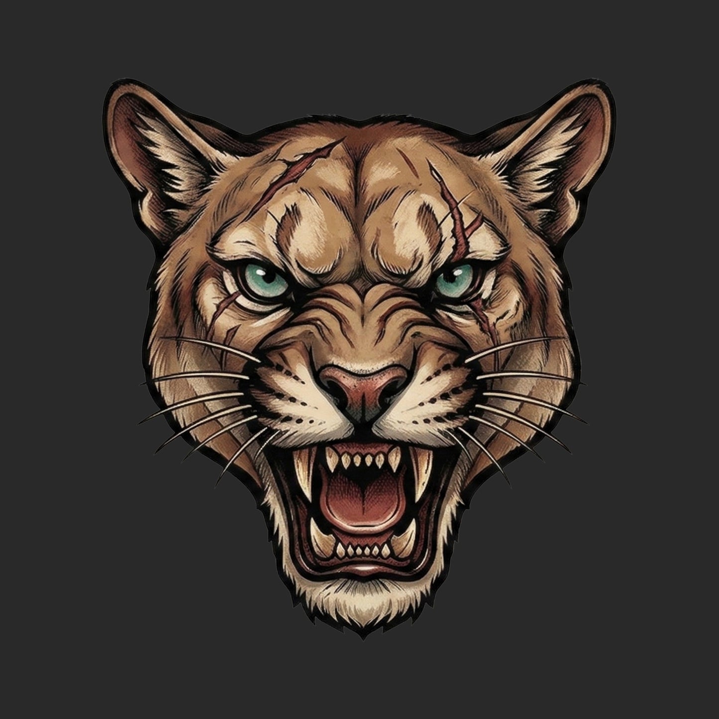 Battle Scarred Mountain Lion Tee