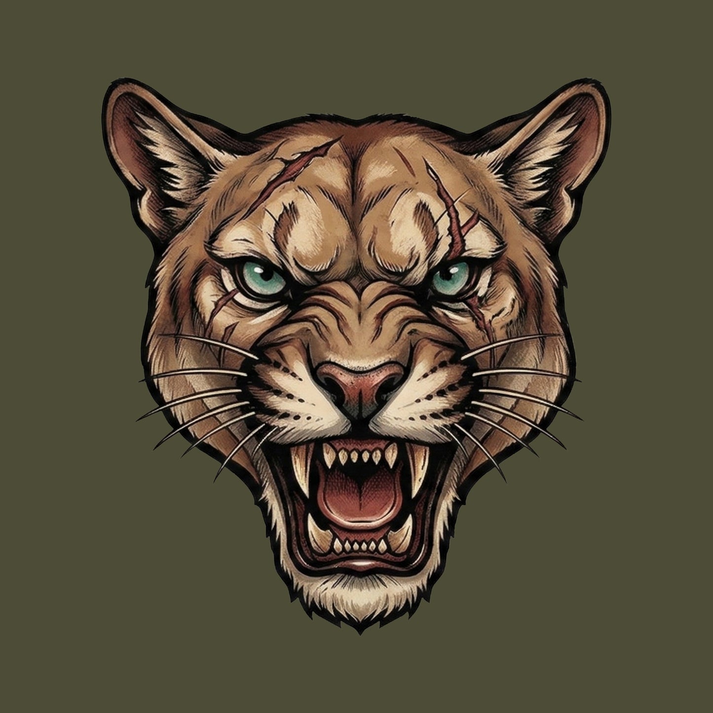 Battle Scarred Mountain Lion Tee