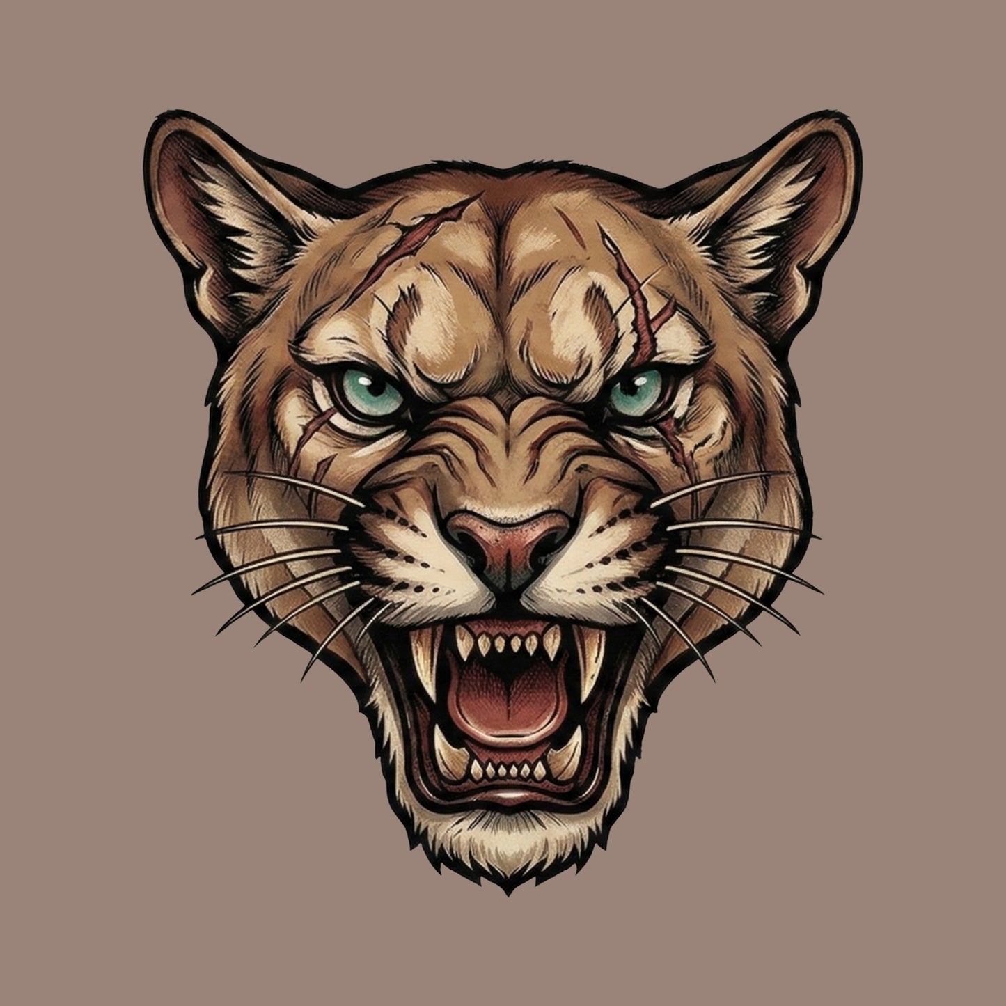Battle Scarred Mountain Lion Tee
