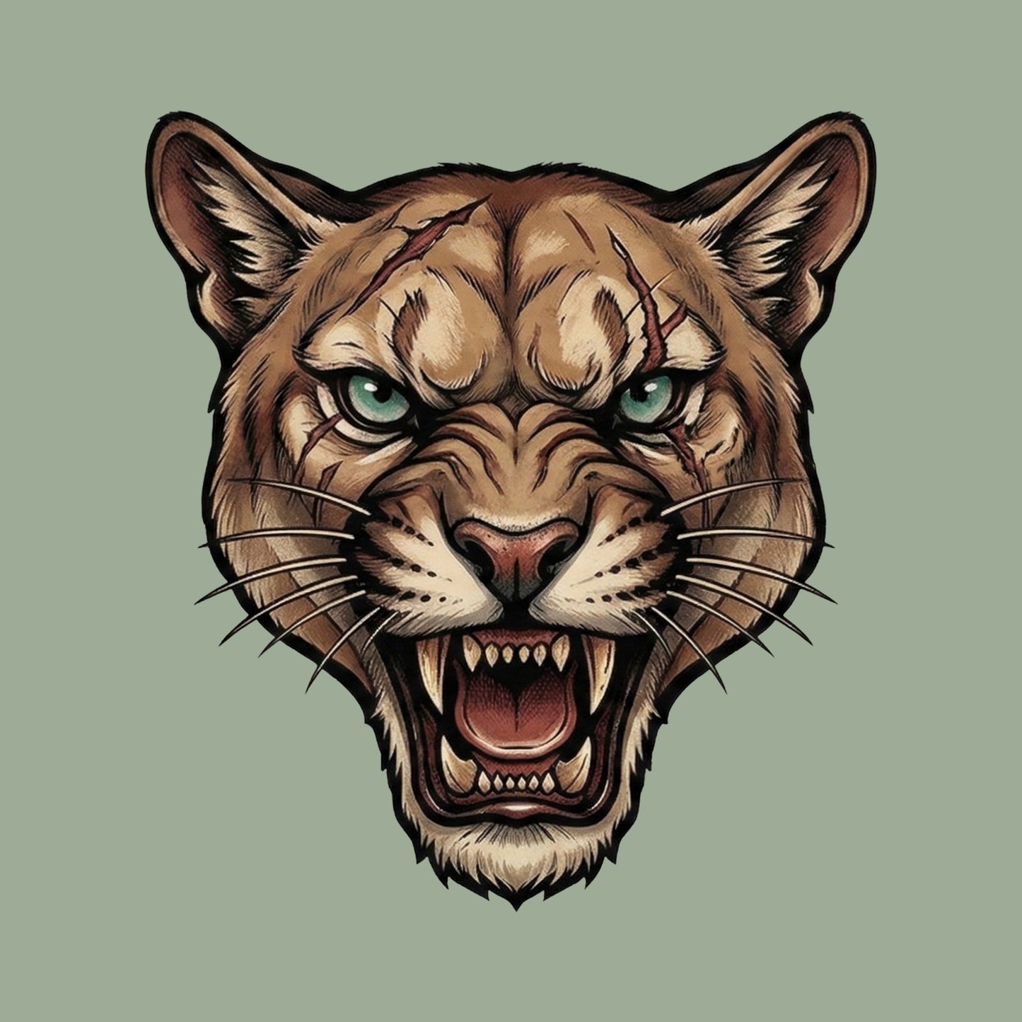 Battle Scarred Mountain Lion Tee