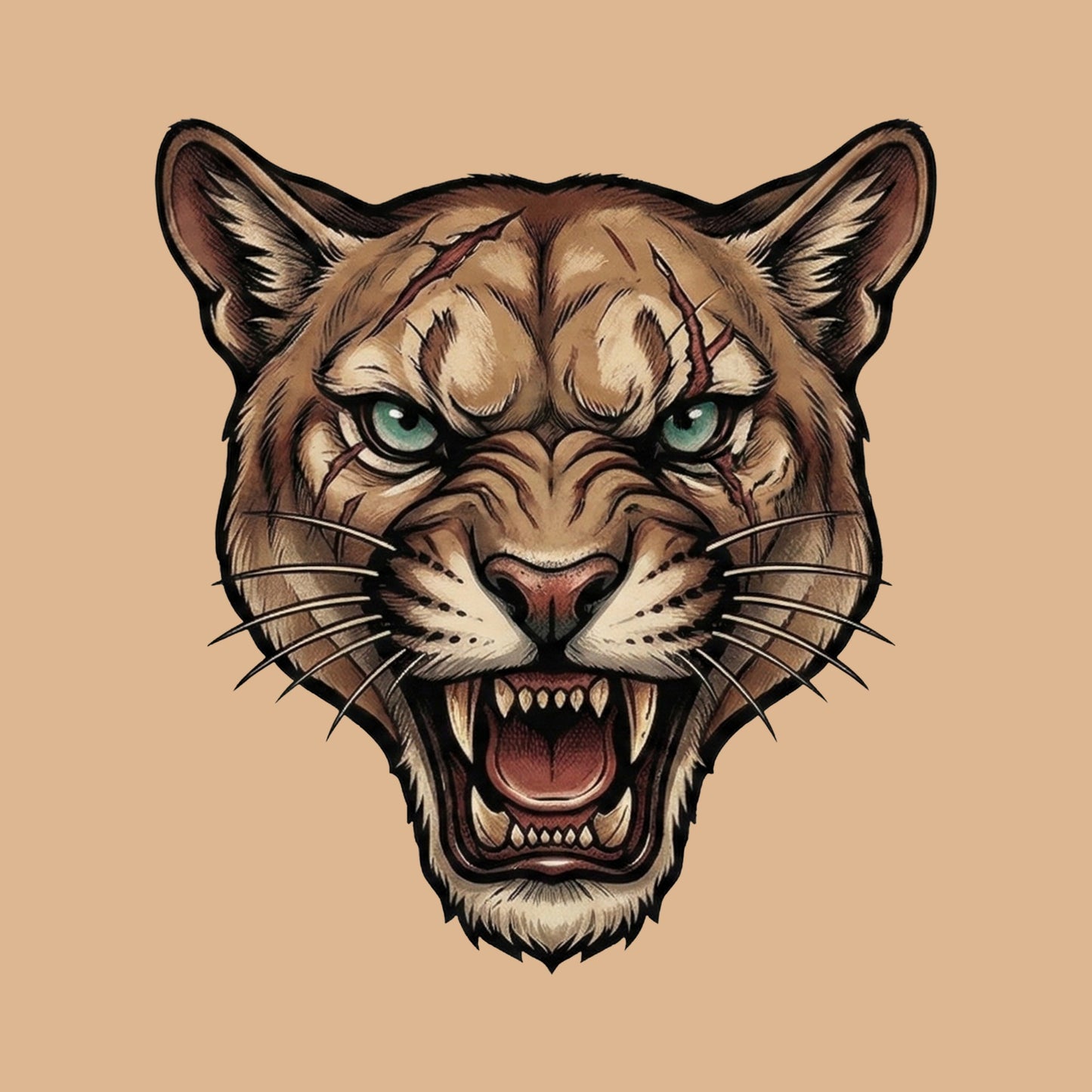 Battle Scarred Mountain Lion Tee