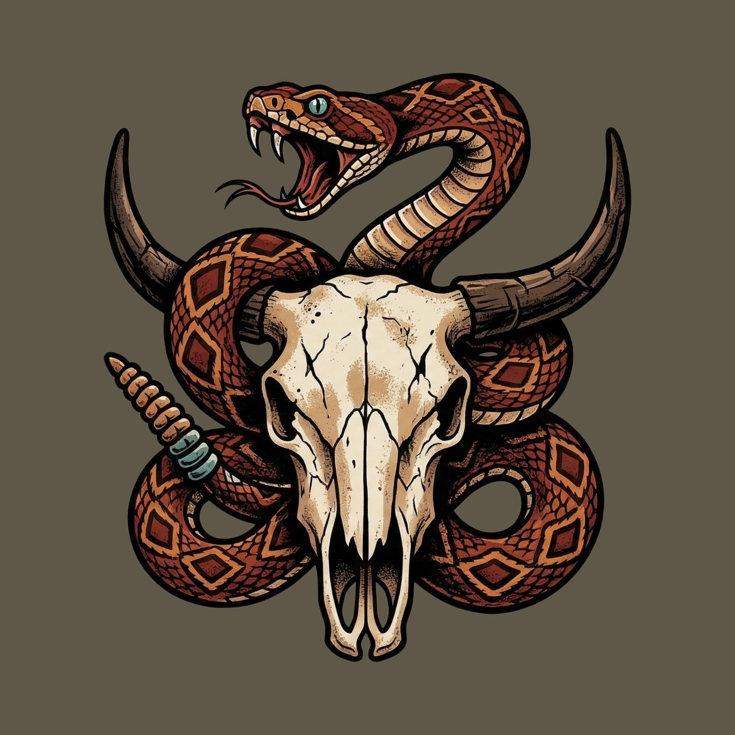 Rattlesnake Bison Skull Tee