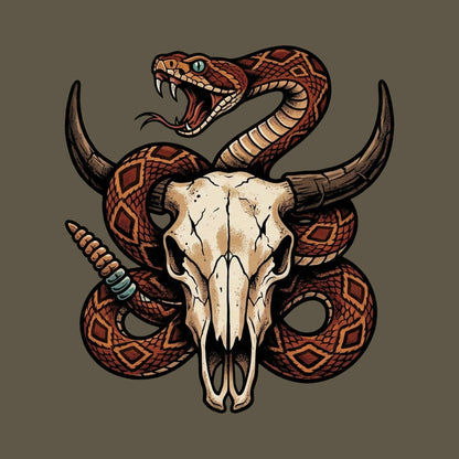 Rattlesnake Bison Skull Tee