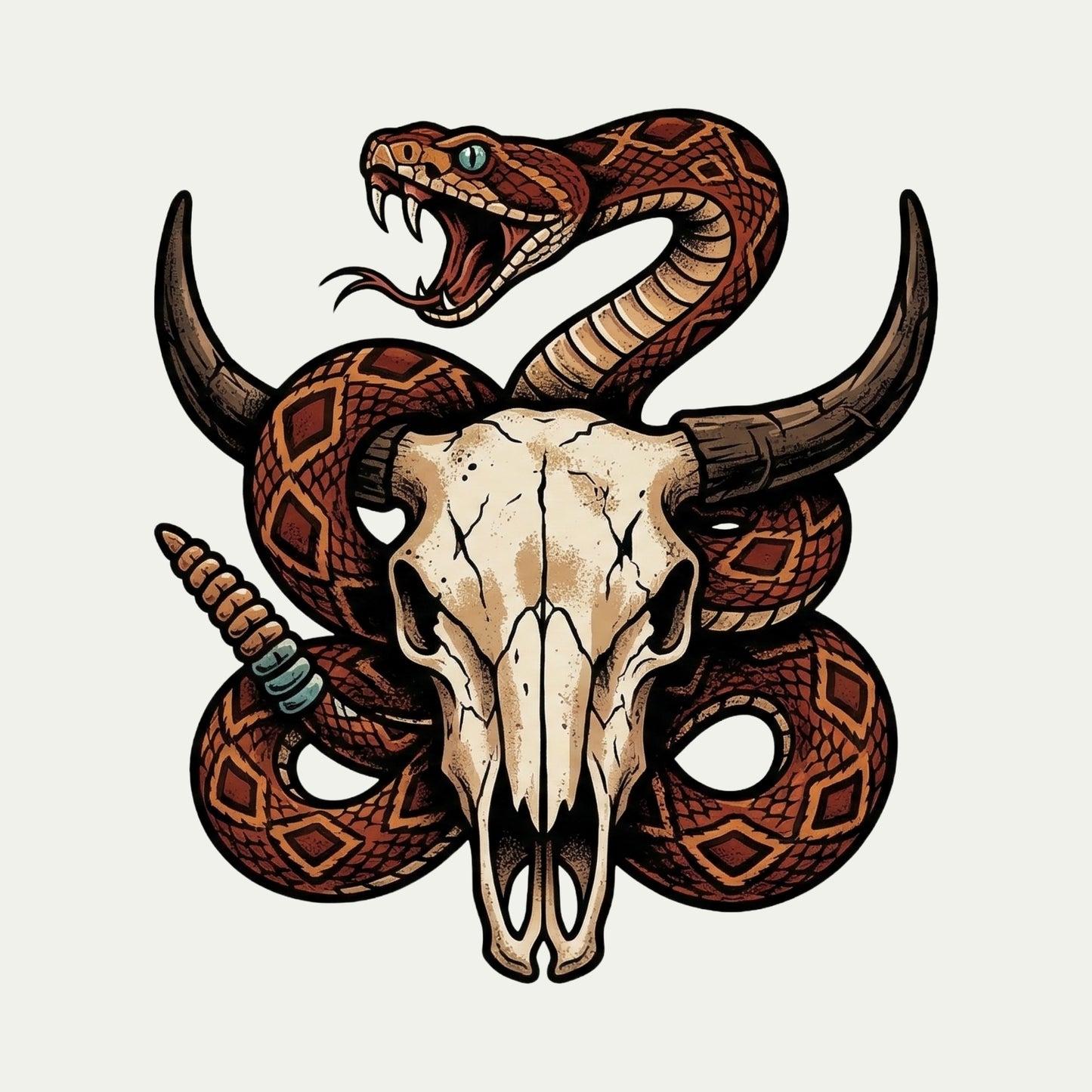 Rattlesnake Bison Skull Tee