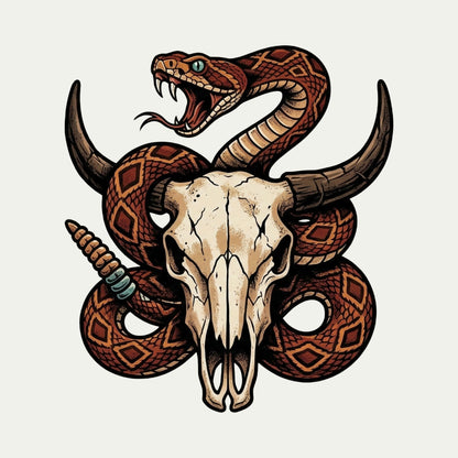 Rattlesnake Bison Skull Tee
