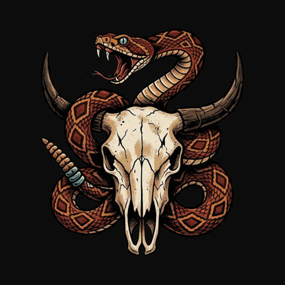 Rattlesnake Bison Skull Tee