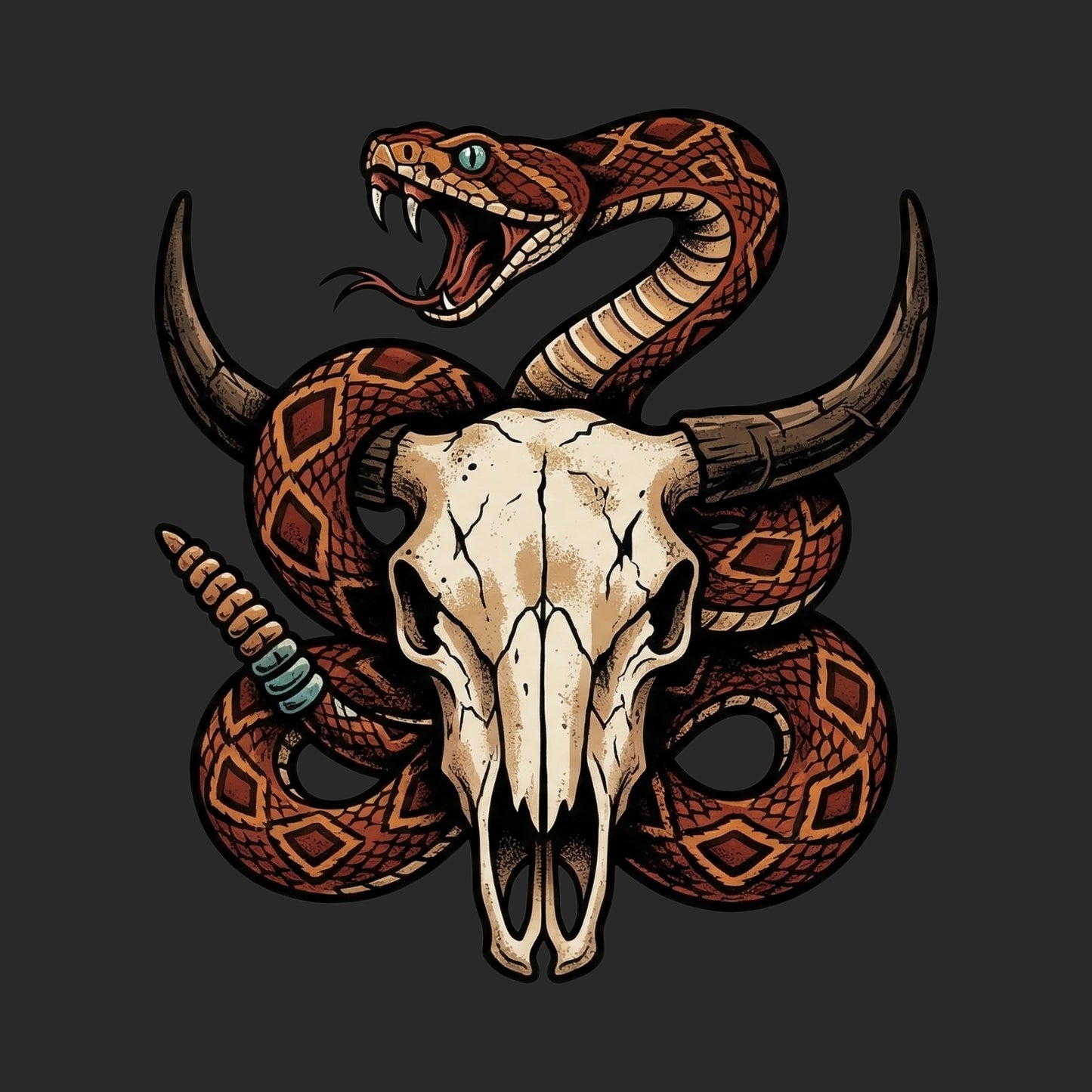 Rattlesnake Bison Skull Tee