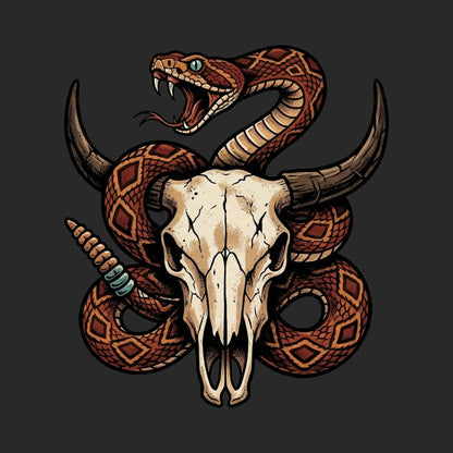 Rattlesnake Bison Skull Tee
