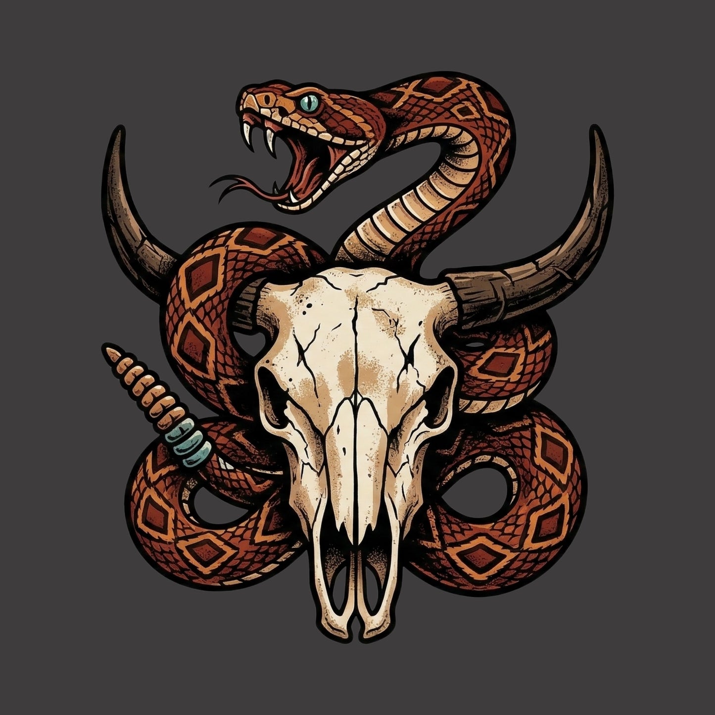 Rattlesnake Bison Skull Tee