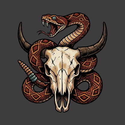 Rattlesnake Bison Skull Tee