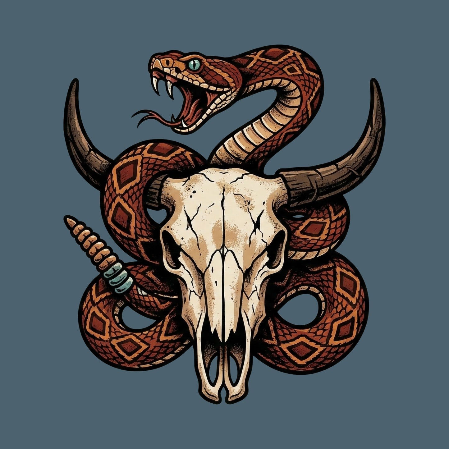 Rattlesnake Bison Skull Tee