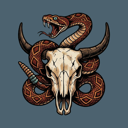 Rattlesnake Bison Skull Tee