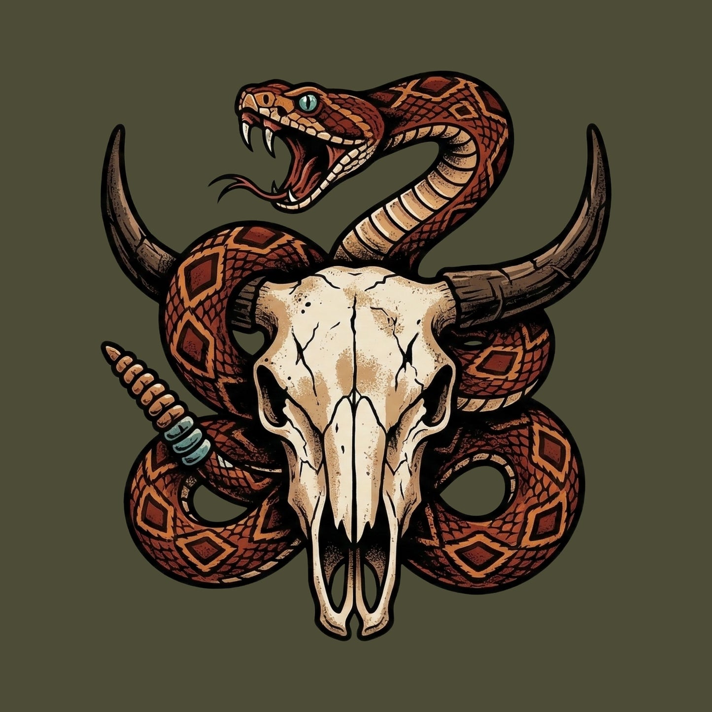 Rattlesnake Bison Skull Tee