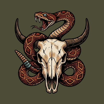 Rattlesnake Bison Skull Tee
