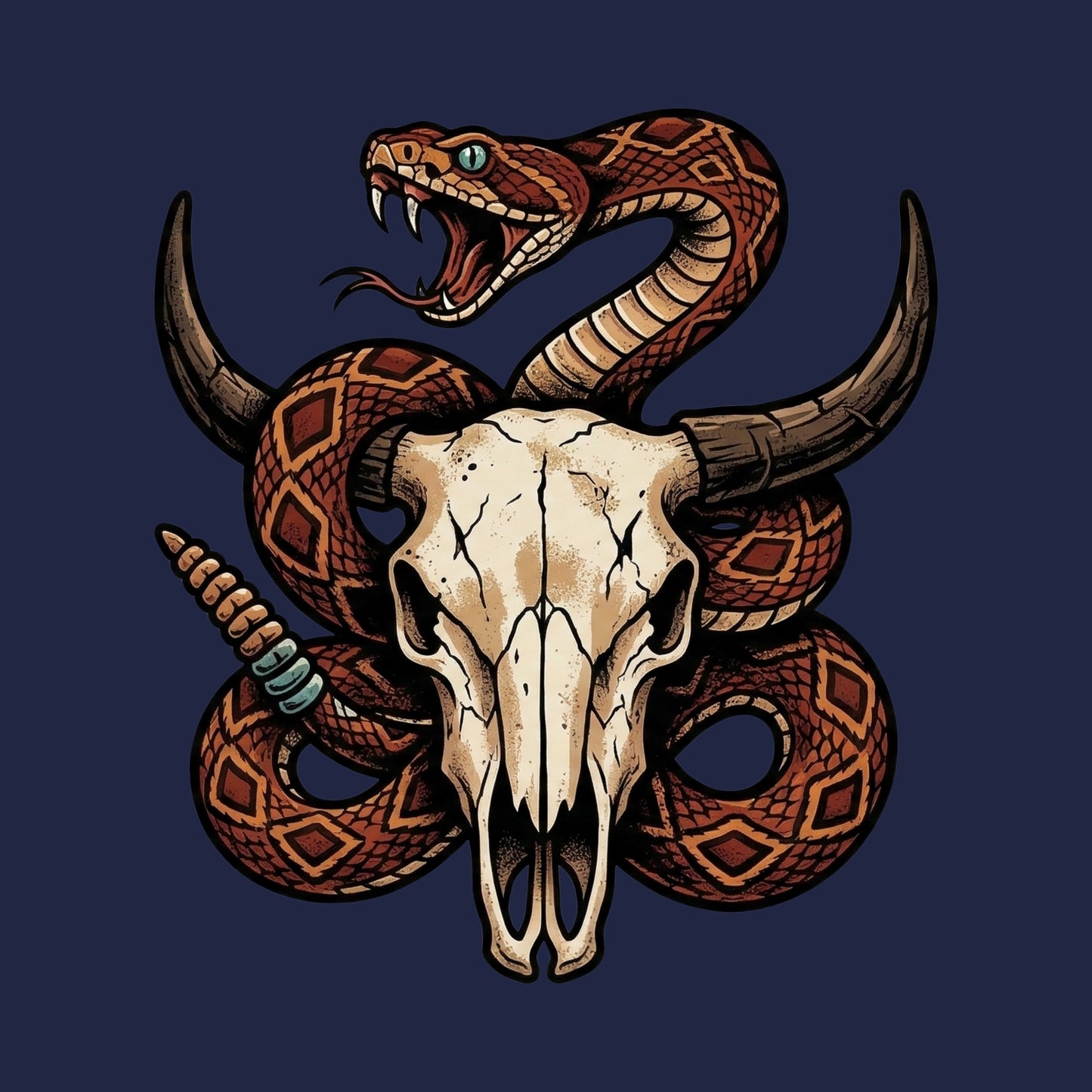 Rattlesnake Bison Skull Tee