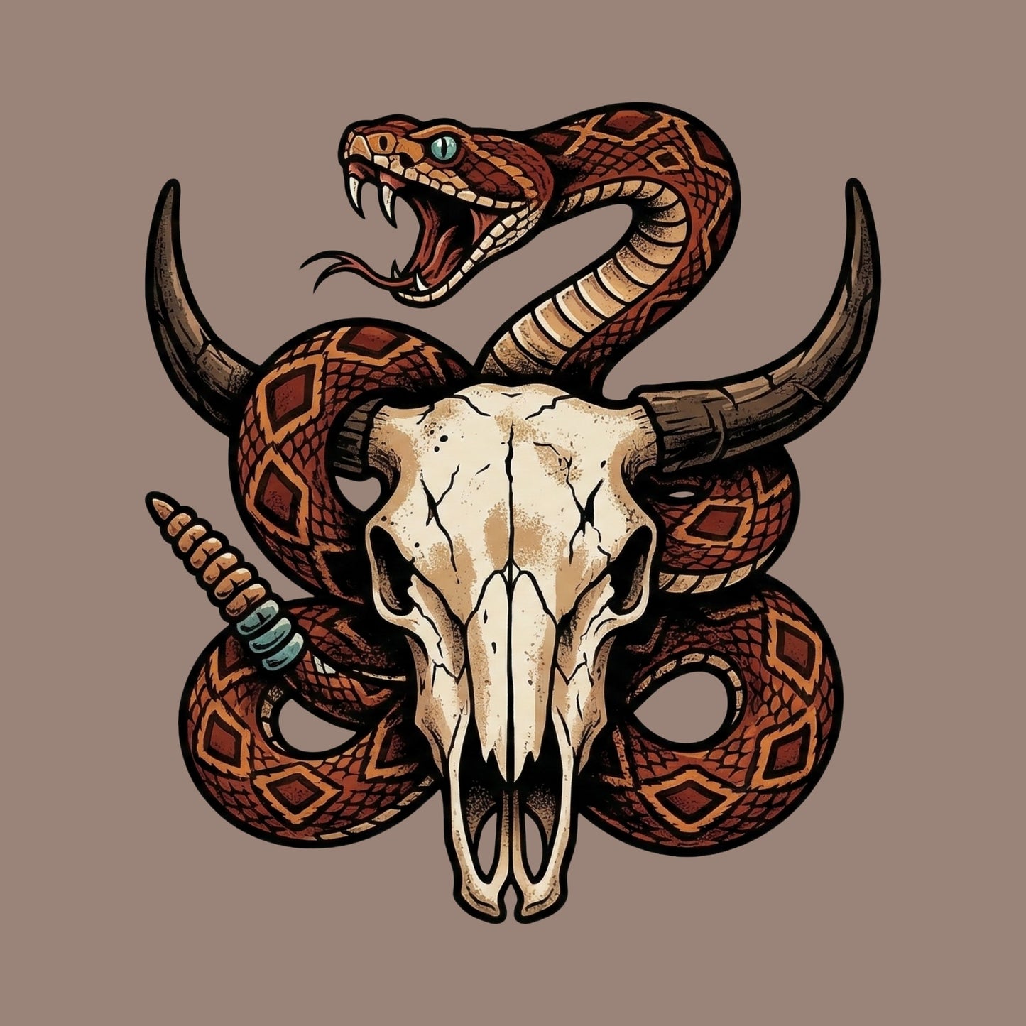 Rattlesnake Bison Skull Tee