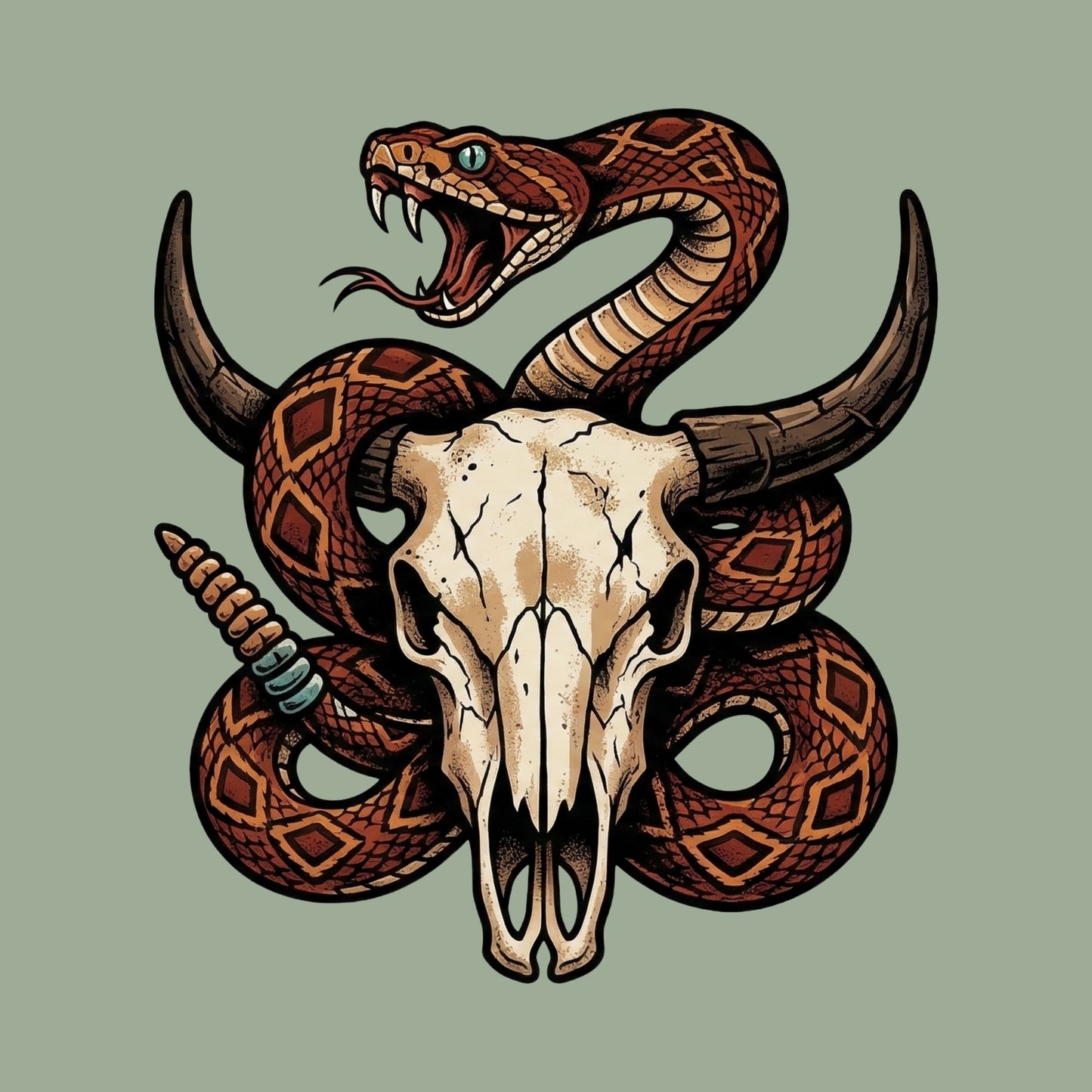 Rattlesnake Bison Skull Tee