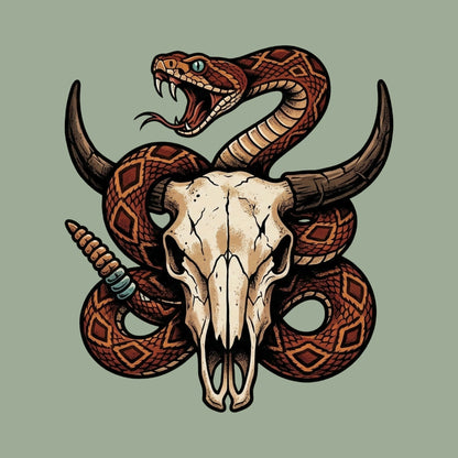 Rattlesnake Bison Skull Tee
