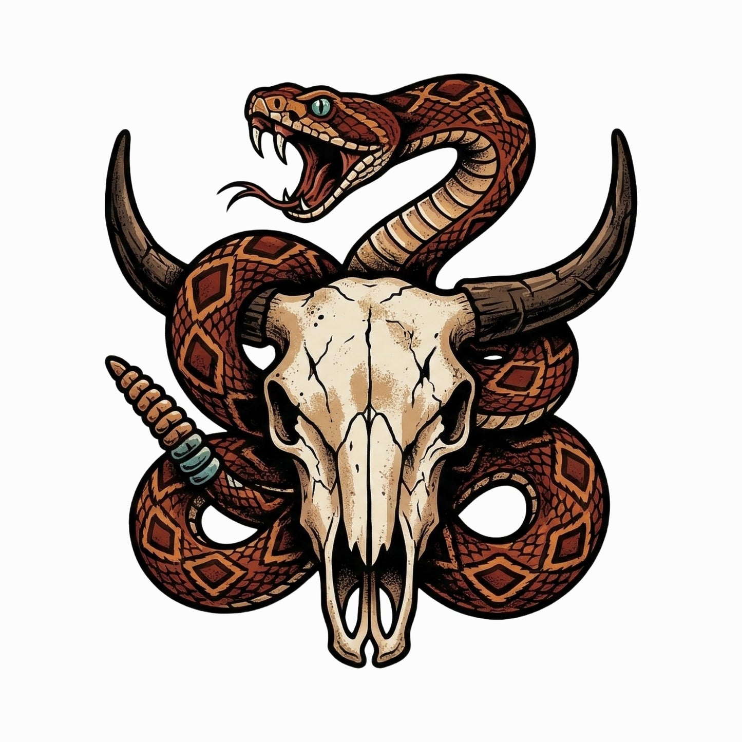 Rattlesnake Bison Skull Tee
