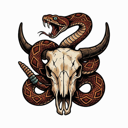 Rattlesnake Bison Skull Tee