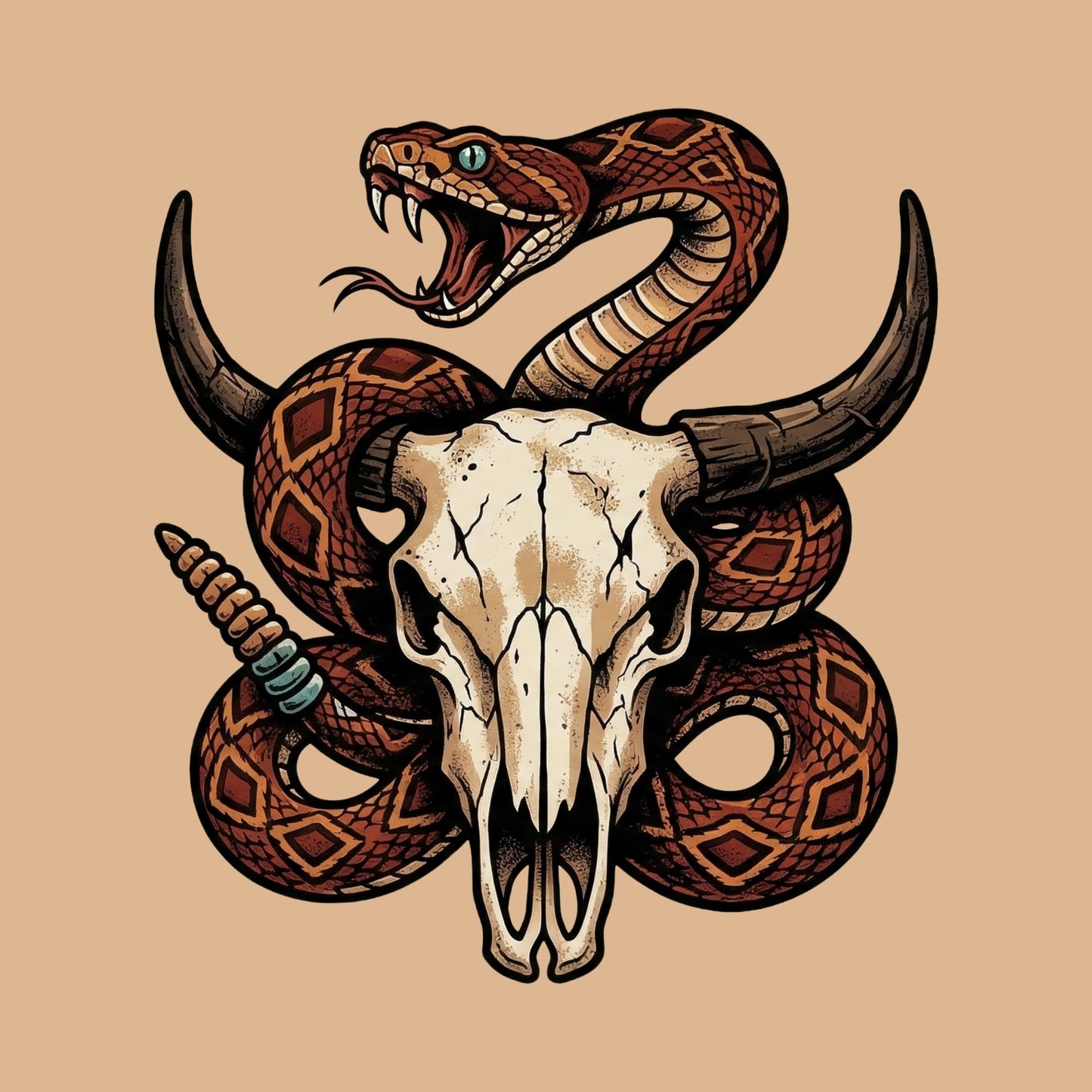 Rattlesnake Bison Skull Tee