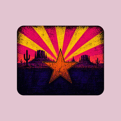 Close-up of the Neon Arizona Flag Star design on a Light Violet tee