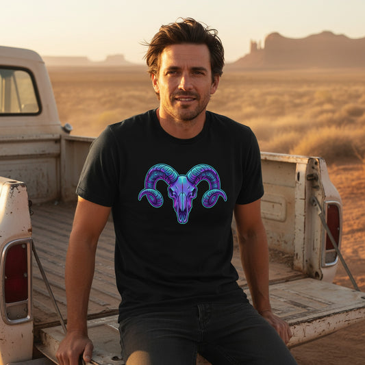 Synthwave Ram Skull Tee