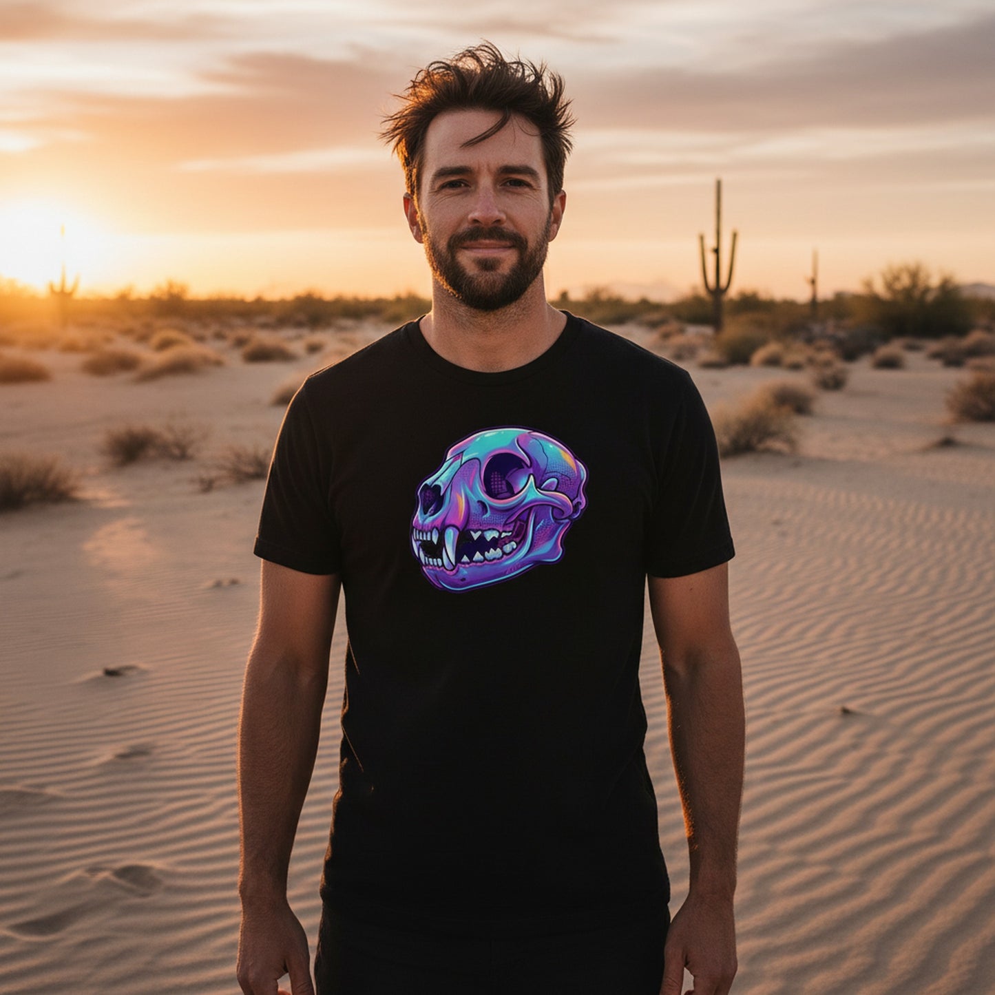 Vaporwave Mountain Lion Skull Tee