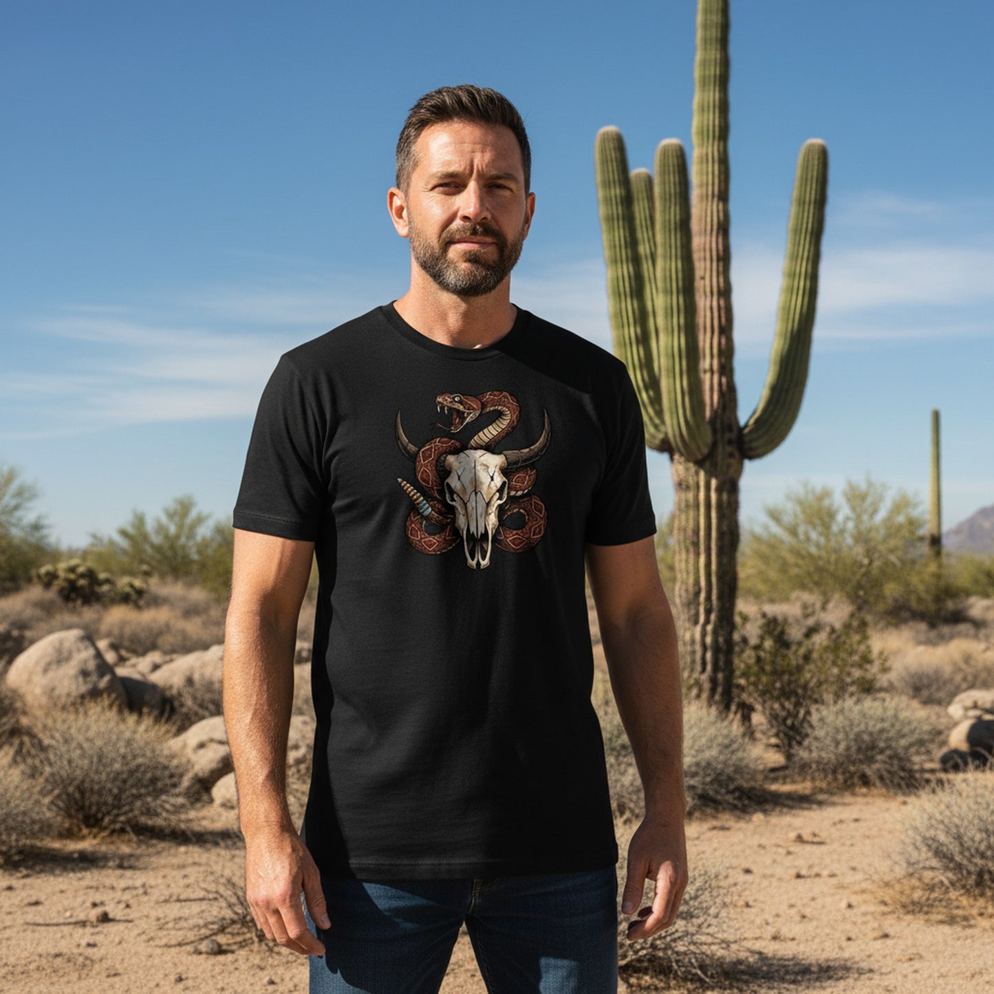 Rattlesnake Bison Skull Tee