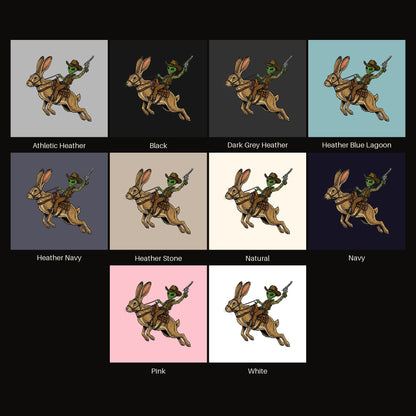 Alien Cowboy Jack Rabbit tee shown in all available colors