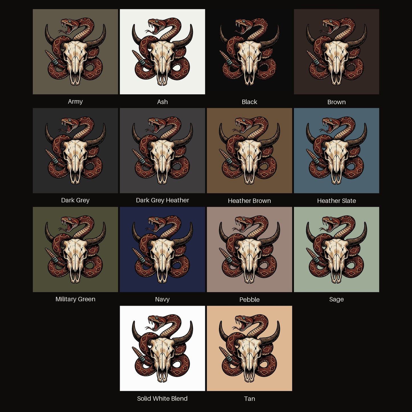 Rattlesnake Bison Skull Tee