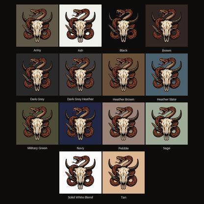 Rattlesnake Bison Skull Tee