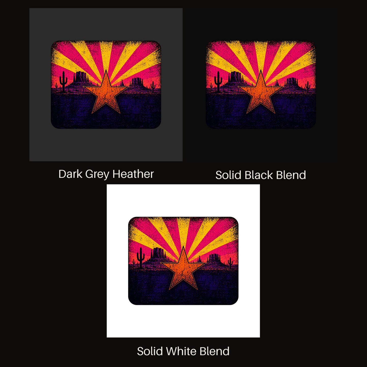 Neon Arizona Flag Star V-neck tee shown in all available colors
