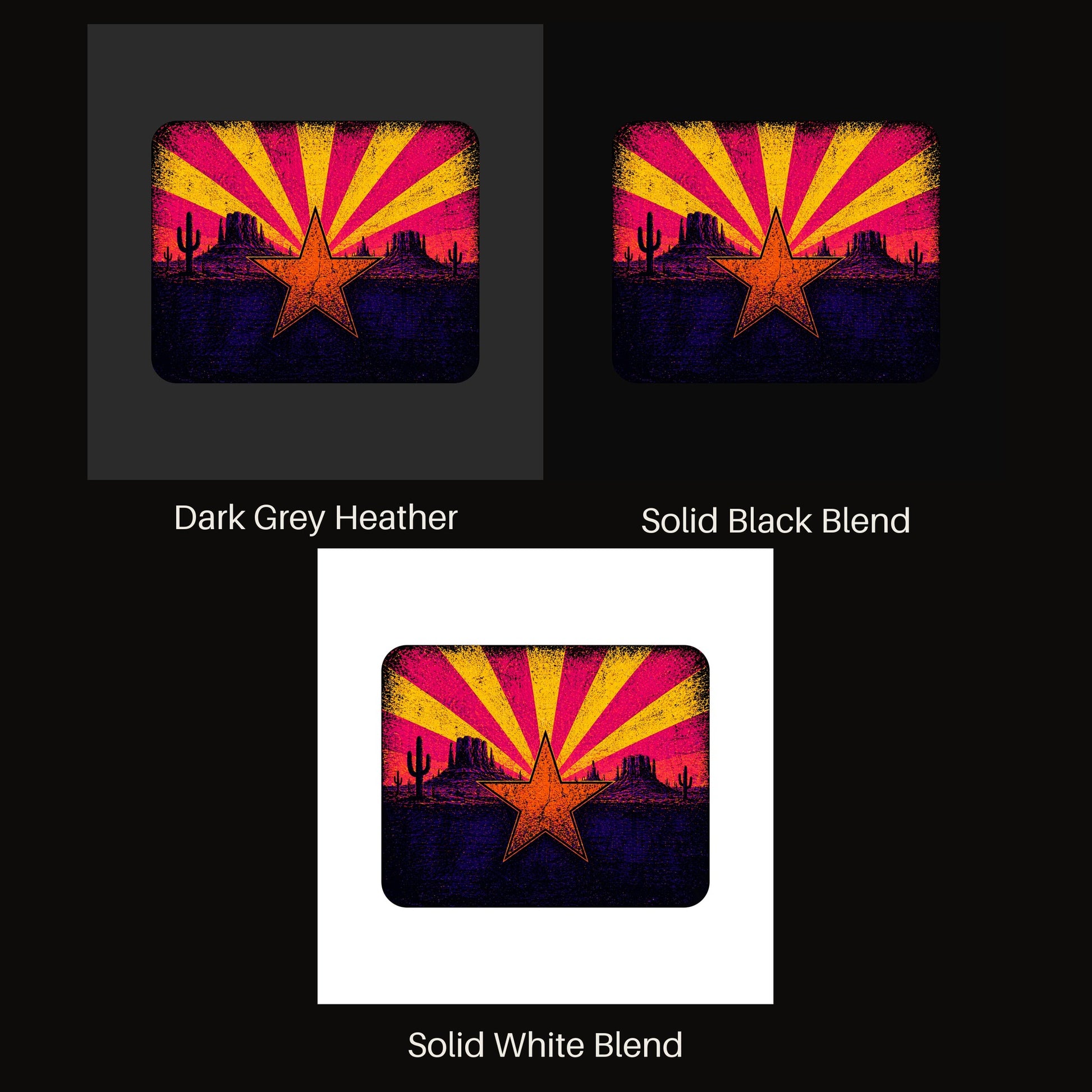 Neon Arizona Flag Star V-neck tee shown in all available colors