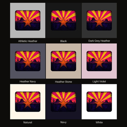 Neon Arizona Flag Star tee shown in all available colors