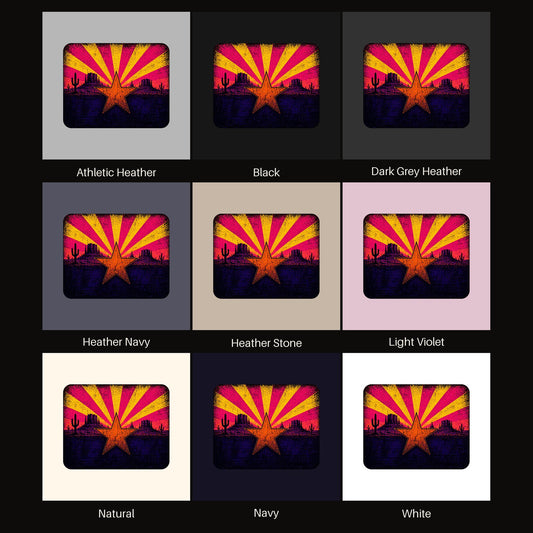 Neon Arizona Flag Star tee shown in all available colors