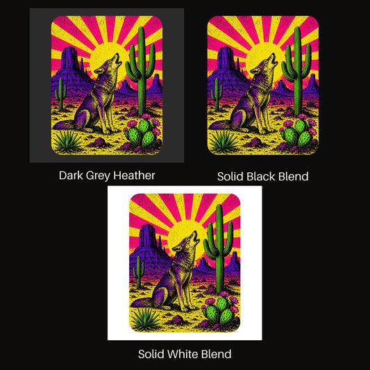 Neon Sunburst Coyote V-neck tee shown in all available colors