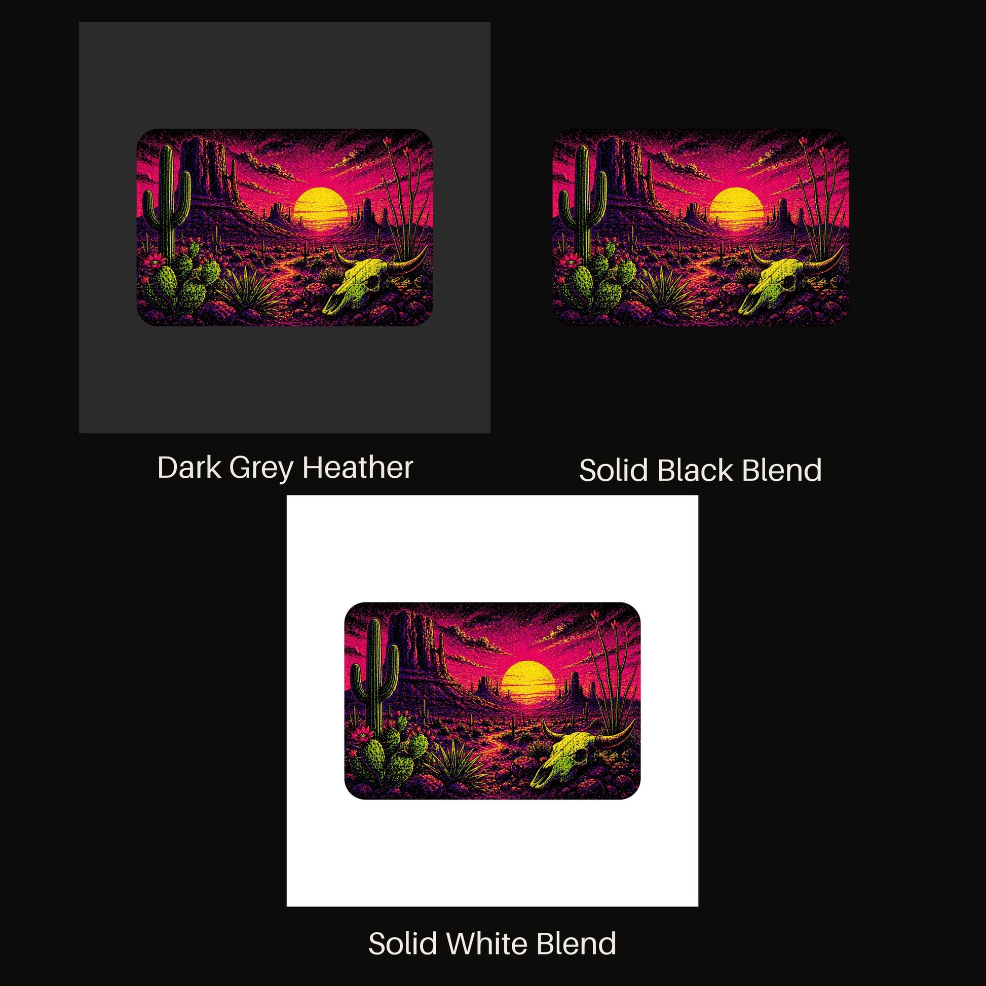 Blacklight Desert Sunset V-neck tee shown in all available colors